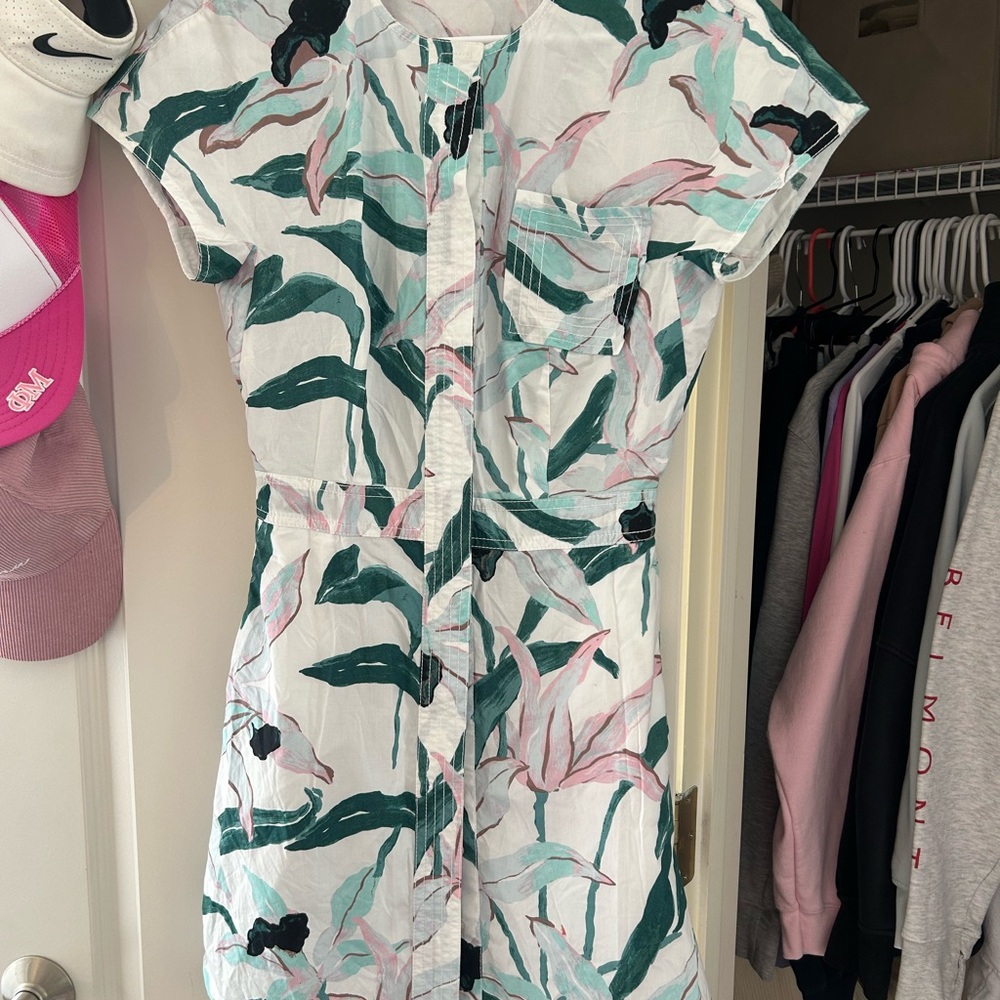 Floral Print Dress with Green and Pink Accents